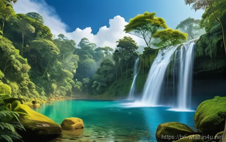 국내외 유명 폭포 비교 - Image Prompt 1: Tranquil Madhabkunda-esque Waterfall**